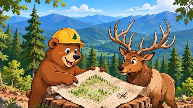 Long Branch bear and elk looking over a mountain-home idea